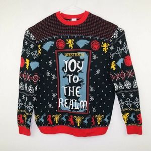 Game Of Thrones Men’s XL Ugly Christmas Sweater Westeros Joy To The Realm NWT